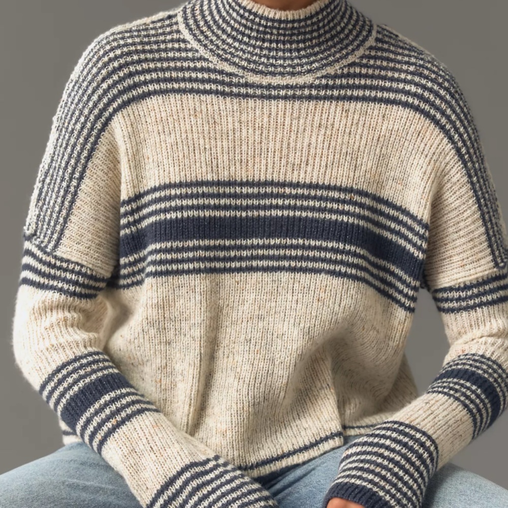 By Anthropologie Turtleneck Striped Sweater XS NWT